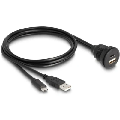 Afbeelding van Delock USB 2.0 kabel Type A mannetje en C naar vrouwtje 90 schuin (1 m, 2.0),