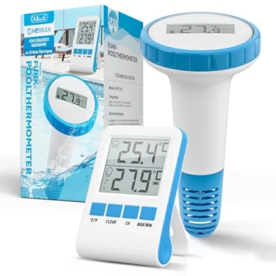 Afbeelding van Draadloze zwembadthermometer: digitale vijver en zwembadthermometer met lcd radio ontvanger, IPX8 (draadloze waterthermometer, vijverthermometer, onderwaterthermometer)