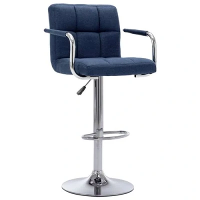 Afbeelding van vidaXL Barstoel stof blauw