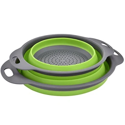 Afbeelding van Opvouwbaar Vergiet, 2 Stukken Opvouwbare Siliconen Zeef Keuken Camping Accessoires, Voedselzeven Inclusief 8 en 9,5 inch.