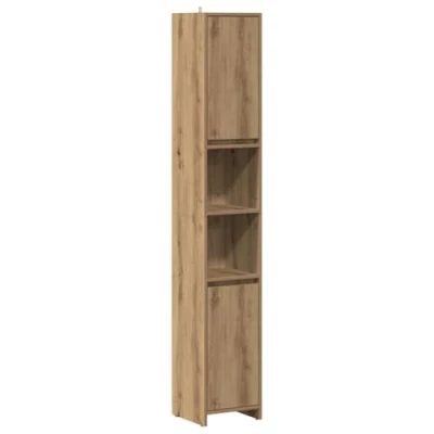 Afbeelding van Badkamerkast 30x30x183,5 cm bewerkt hout artisanaal eikenkleur