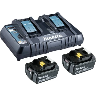 Afbeelding van Makita BL 1850B + DC18RD 199482 2 Accu en acculader voor gereedschap 18 V 5 Ah Li ion
