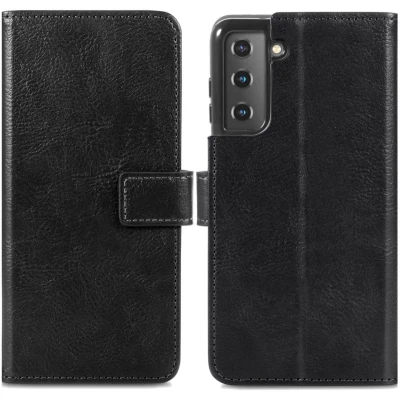 Afbeelding van iMoshion Hoesje Geschikt voor Samsung Galaxy S21 Met Pasjeshouder Design Bookcase smartphone Zwart / Sky Black