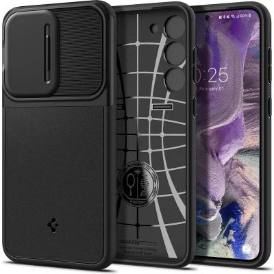Afbeelding van Spigen Optik Armor geschikt voor Samsung Galaxy S23 Hoesje Camera Slider Zwart