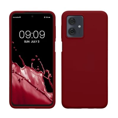 Afbeelding van kwmobile telefoonhoesje geschikt voor Motorola Moto G54 5G Hoesje met siliconen coating Smartphone case in rabarber rood