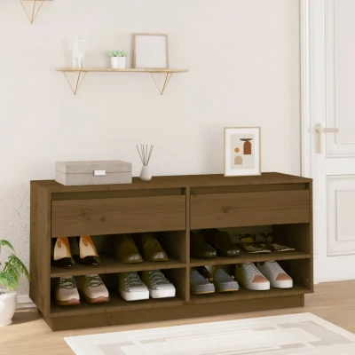 Afbeelding van Schoenenkast 110x34x52 cm massief grenenhout honingbruin