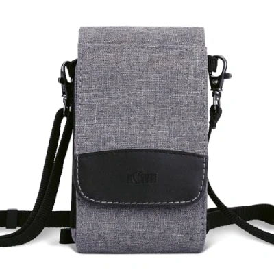 Afbeelding van KIWIFOTOS Dubbellaagse reistas met multifunctionele schouderriem voor smartphone, powerbank, kaart, binnenafmetingen: 160 x 84 15 mm, grijs