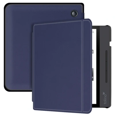 Afbeelding van imoshion Ereader Cover / Hoesje Geschikt voor Tolino Vision 5 Slim Hardcase Sleepcover Bookcase met stand Donkerblauw