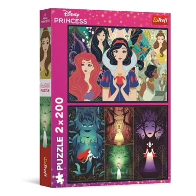 Afbeelding van Trefl 2 in 1 puzzel: Disney Princess, charmante prinsessen x 200 stukjes Twee puzzelstukjes voor tieners