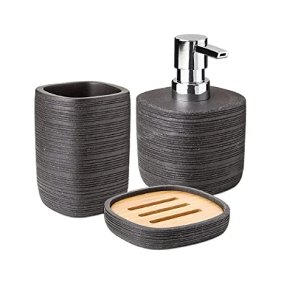 Afbeelding van TATAY 6350000 zeepbakje, gemaakt van hoogwaardig polyresin, collectie bamboe, kleur: grafiet grijs, zwart