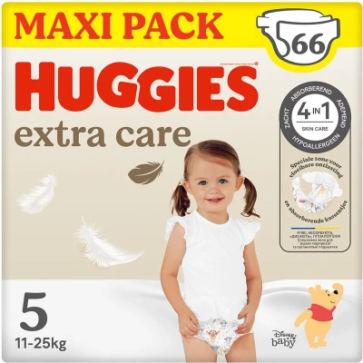 Afbeelding van Huggies® Extra Care baby luiers, Maat 5 (11 tot 25 kg), 66 luiers met vochtindicator en Disney designs, Maandbox