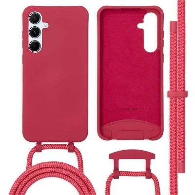 Afbeelding van imoshion Hoesje Geschikt voor Samsung Galaxy A55 met koord Color Backcover afneembaar rood