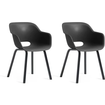 Afbeelding van Keter Noa Tuinstoel 2 stuks 55x56,5x80cm metalen frame Zwart Gerecycled Kunststof