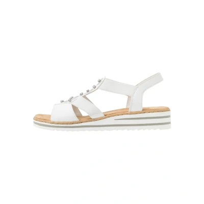 Afbeelding van Rieker Sandalen met plateauzool weiß, Dames, Maat: 42, Weiß Imitatieleer/ textiel