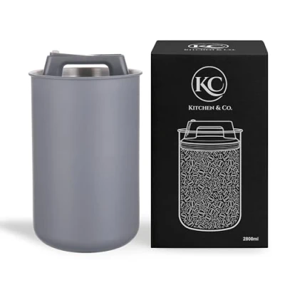 Afbeelding van Luchtdichte koffieblik voor 1 kg koffiebonen met vacuümdeksel (container koffie, thee, roestvrijstalen voorraaddoos aromasluiting,