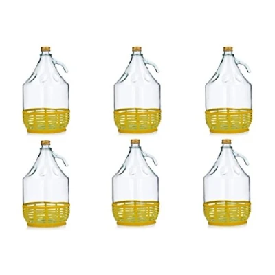 Afbeelding van Unbekannt Set van 6 glazen ballonnen 5 liter met plastic mand