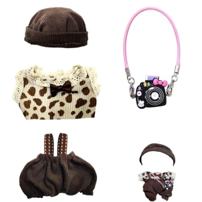 Afbeelding van AOMAIGAD Labubu Poppen Kleding, Pluche Poppenkleding 17 cm, Accessoires voor Poppen, cm (C Niet Inbegrepen met Speelgoed)