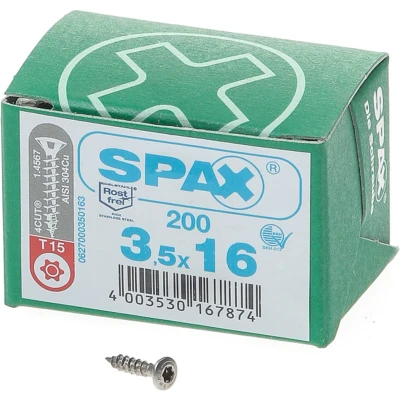 Afbeelding van Spax Spaanplaatschroef lenskop RVS T Star T15 3.5x16mm (per 200 stuks)