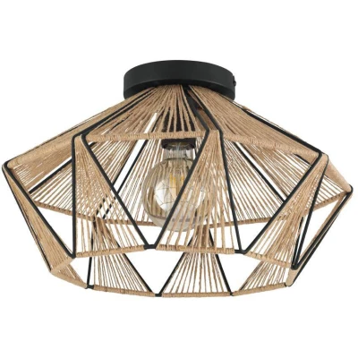 Afbeelding van Eglo Plafondlamp Adwickle Zwart/natuur Zwart