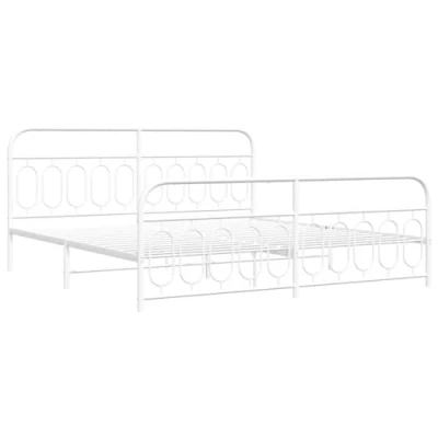 Afbeelding van vidaXL Bedframe met hoofd en voeteneinde metaal wit 200x200 cm