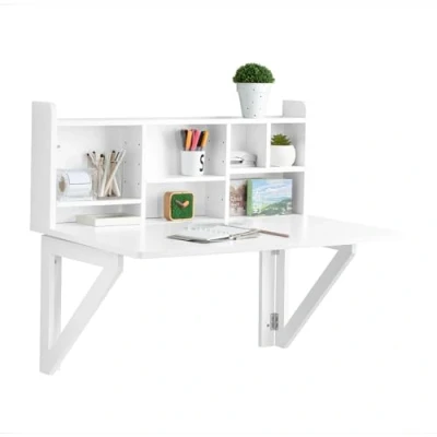 Afbeelding van SoBuy Wandtafel, inklapbaar, met geïntegreerde wandkast, keukentafel, opvouwbaar, eettafel, wit, 90 x 78 60 cm, FWT07 II W
