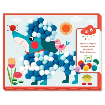 Afbeelding van Djeco Pompom Puppies Kunstwerk knutselset