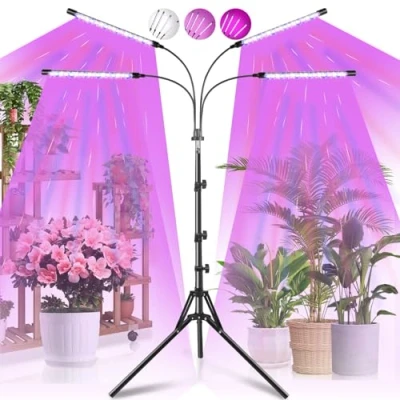 Afbeelding van Railee led plantenlamp, 192 leds, groeilamp, volspectrum, plantenlicht, plantenlicht met standaard, planten, groeilamp voor planten timer, 4 modi, 10 lichtsterktes