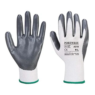 Afbeelding van Portwest Flexo Grip Nitrile handschoenen, kleur: grijs / wit, maat: XS, A310GRWXS