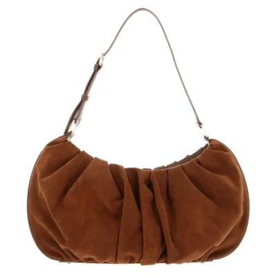 Afbeelding van MANDARINA DUCK Leren Schoudertas Velvet Plisse Hobo Caramel Cafe Lichtbruin