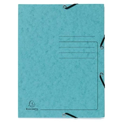 Afbeelding van Exacompta Ref. 55422E 1 bedrukte elastische map 3 kleppen van glanzend karton 355 g/m² afmetingen 24 x 32 cm voor documenten in A4 formaat turquoise kleur