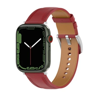 Afbeelding van Apple Watch Luxe leren bandje Bordeaux Geschikt voor 38mm / 40mm 41mm 42mm
