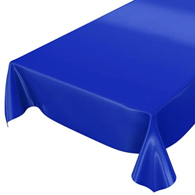 Afbeelding van Anro wasbaar tafelkleed van wasdoek, effen kleur, glanzend, met gesneden rand, donkerblauw, 240 x 140 cm