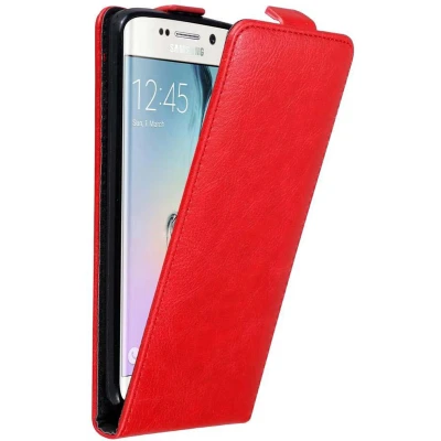 Afbeelding van Cadorabo Hoesje geschikt voor Samsung Galaxy S6 EDGE in APPEL ROOD Beschermhoes flip design Case Cover met magnetische sluiting