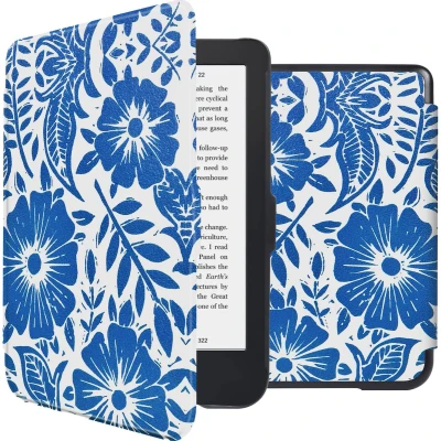 Afbeelding van iMoshion Ereader Cover / Hoesje Geschikt voor Kobo Clara 2E Tolino Shine 4 Design Sleepcover Bookcase zonder stand Flower Tile