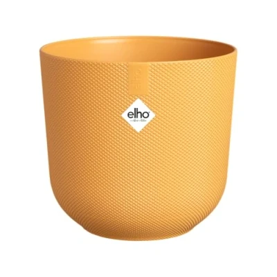 Afbeelding van Elho Jazz Rond 35 Bloempot voor Binnen Woondecoratie van 100% Gereycled Plastic Ø 34.5 x H 32.2 cm Amber Geel