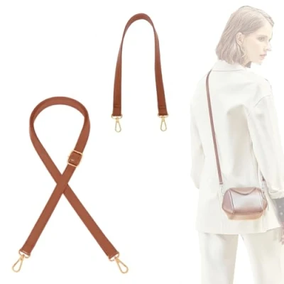 Afbeelding van Zzcy Lot de 2 Sangles Rechange pour Sac à Bandoulière en Cuir Bandouliere Sangle d&#039;épaule Main Réglable Bandouliere(Marron 70 130 + 60 cm)