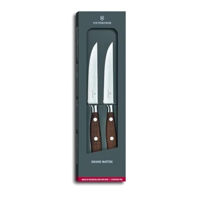 Afbeelding van Victorinox Steakmessen Grand Maître heft van donkerbuin rozenhout Set 2 stuks