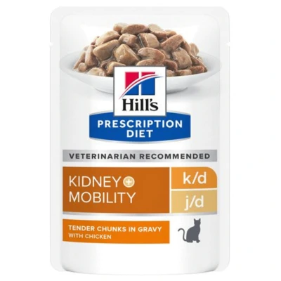 Afbeelding van Hill&#039;s Prescription Diet K/D + Mobility Kidney Joint Care Maaltijdzakjes Kattenvoer Kip 12x85 g