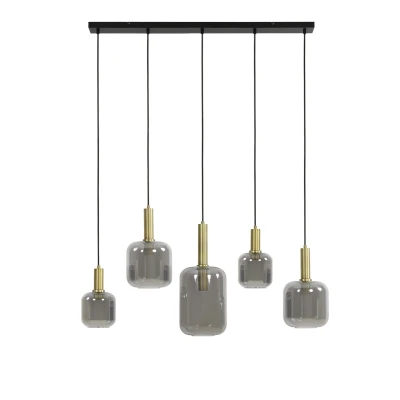 Afbeelding van Lekar hanglamp 5L antiek brons/smoke glas