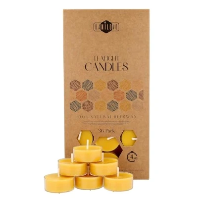 Afbeelding van Bougie Cire d’Abeille Kit avec Mèche 100% Coton 4 h de Combustion Lot Bougies Votives (36) Plastique Recyclé Chauffe Plat à la Pure par Danilovo