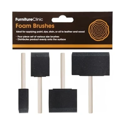 Afbeelding van Set van 4 schuimborstels voor het aanbrengen verf, lak en olie op hout. Perfect kunst, handwerk, reiniging meer.