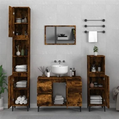 Image de vidaXL Ensemble de meubles salle bain 3 pcs Chêne fumé3154406