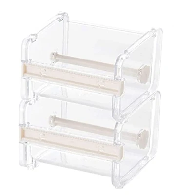 Afbeelding van Jieddey Washi Tape Dispenser,2 STKS Transparante Roll Acryl Sticker Afplakband Dispensers Houder Organizer voor Kantoor School Thuis