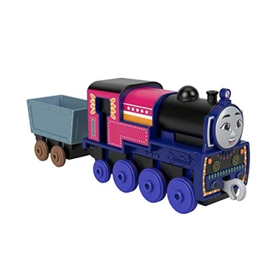 Afbeelding van de Thomas trein Ashima Locomotief met metalen duwstang, die cast kristallen lading en accessoires om op spoorweg te spelen, speelgoed voor kinderen, 3+ jaar, HNN20