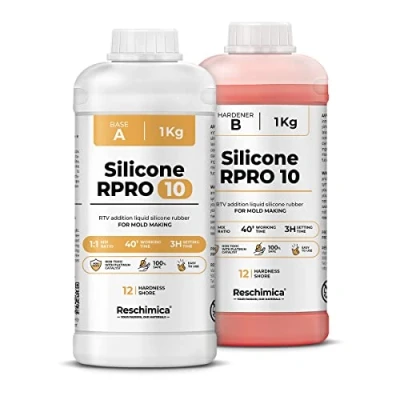 Afbeelding van Siliconen voor gietvormen 1:1 R Pro 10, vloeibaar siliconenrubber, ideaal zachte vormen en compatibel met harsen, was, gips andere materialen (2 kg)