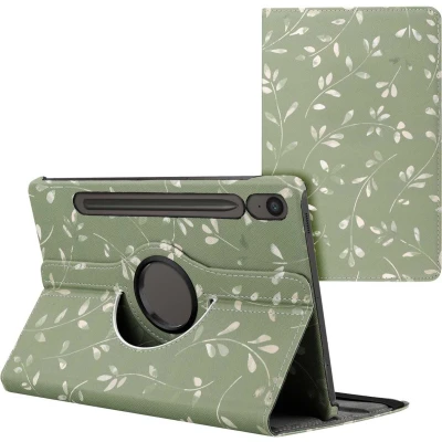 Afbeelding van iMoshion Tablet Hoes Geschikt voor Samsung Galaxy Tab S9 11.0 inch FE 360 Draaibare Design Bookcase 2.0 Meerkleurig /Green Flowers