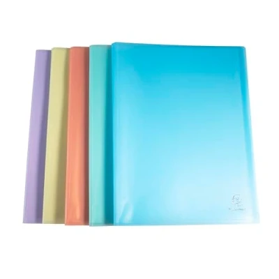 Afbeelding van Exacompta Ref. 88570E Pak van 5 Chromaline Pastel documenthoezen 50 kristallen hoezen 100 pagina&#039;s voor A4 afmetingen 24x32 cm doorschijnend gerecycled polypropyleen omslag