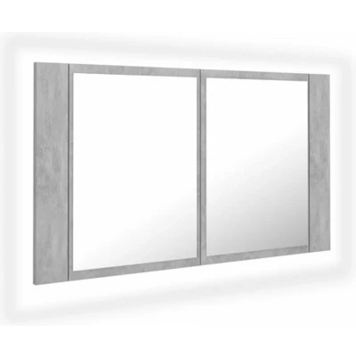 Afbeelding van vidaXL Badkamerkast met spiegel en LED 80x12x45 cm acryl betongrijs