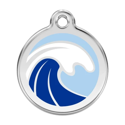 Afbeelding van Wave Light Blue roestvrijstalen hondenpenning large/groot dia. 3,8 cm RedDingo
