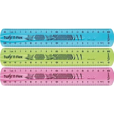 Image de Règle Maped Twist&#039;n flex 20cm couleurs assorties (bleu, vert, rose)